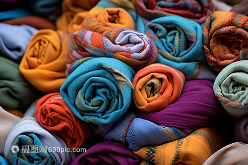 多彩围巾 纺织品的艺术与温度